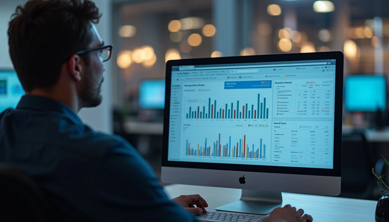 SEO specialist analyzing website analytics dashboard