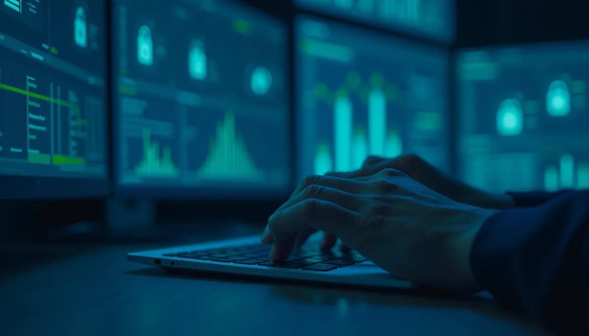 Sunucu güvenlik izleme paneli ve kilit simgeleri ile web sitesi güvenlik taraması