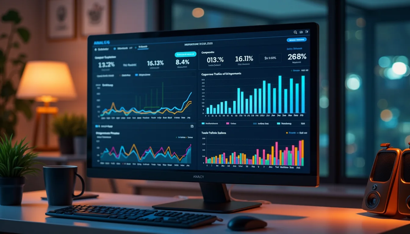 SEO performans raporlama dashboard ekranı üzerinde organik trafik ve anahtar kelime analizi